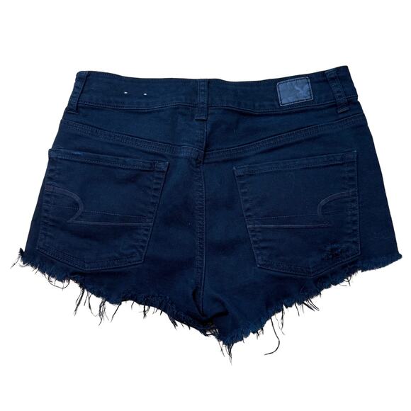 American Eagle Shorts High Rise Festival Black Raw Hem Size 6 Cut Off Denim - Picture 2 of 4